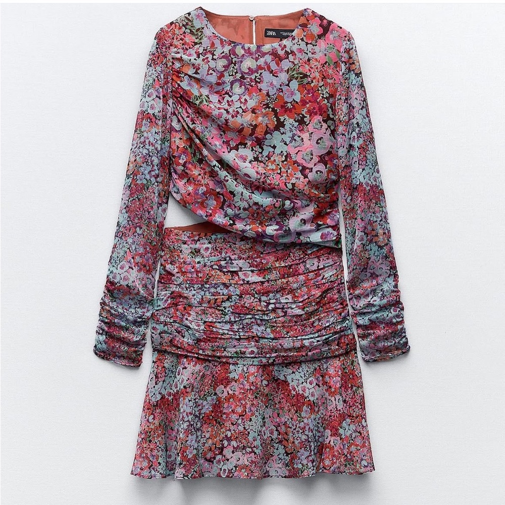 Zara Floral Cutout Mini Dress